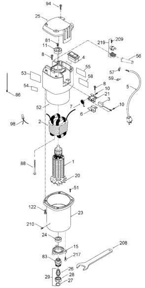 Default Diagram and Parts List for 2460-75192E Type 3 Porter Cable Router